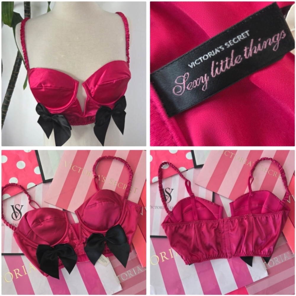 Victoria's Secret Vintage Sexy Little Things Bustier Corset Bra NWT Bows Satin